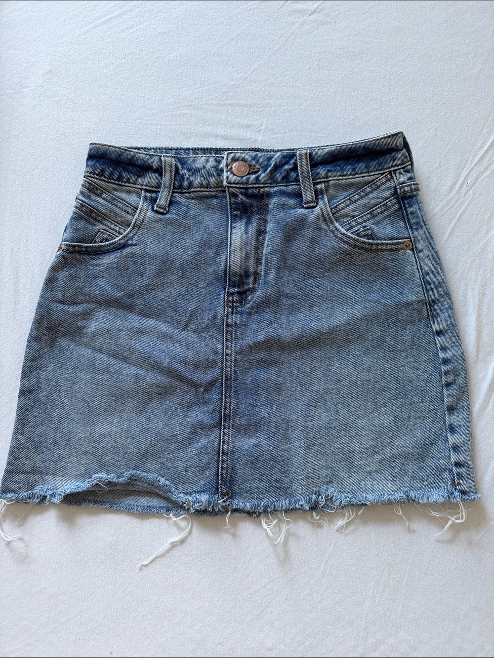 wild fable Blue Denim Mini Skirt with Frayed Hem